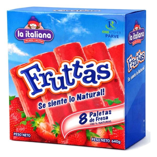 La Italiana Fruttas Paletas de Fresa 640 gr, 8 Paletas