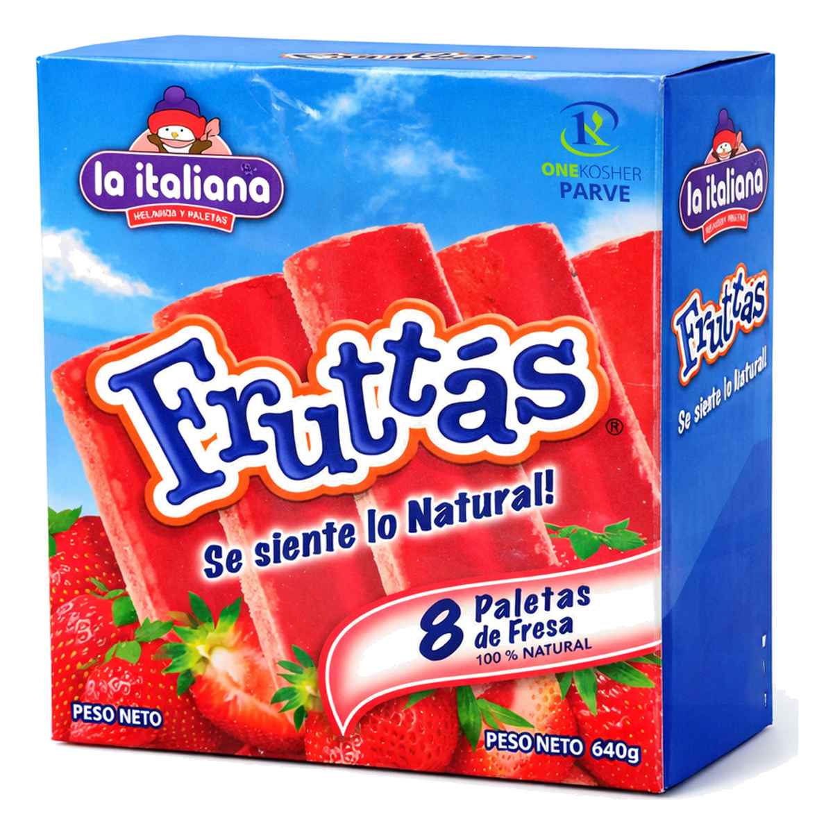 La Italiana Fruttas Paletas de Fresa 640 gr, 8 Paletas 1 La Italiana Fruttas Paletas de Fresa 640 gr, 8 Paletas