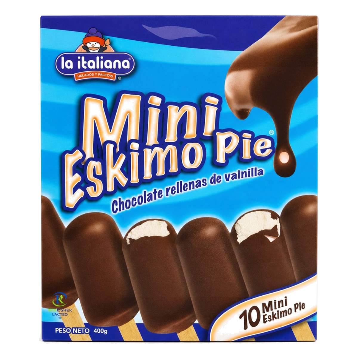 La Italiana Mini Eskimo Pie de Chocolate Rellenas de Vainilla 400 gr, 10 Unidades 1 La Italiana Mini Eskimo Pie de Chocolate Rellenas de Vainilla 400 gr, 10 Unidades