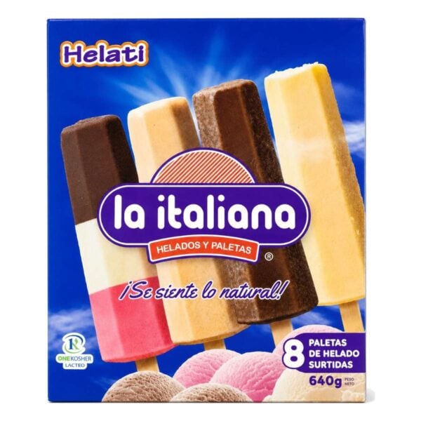 La Italiana Helati Paletas de Helado Surtidas 640 gr, 8 Paletas