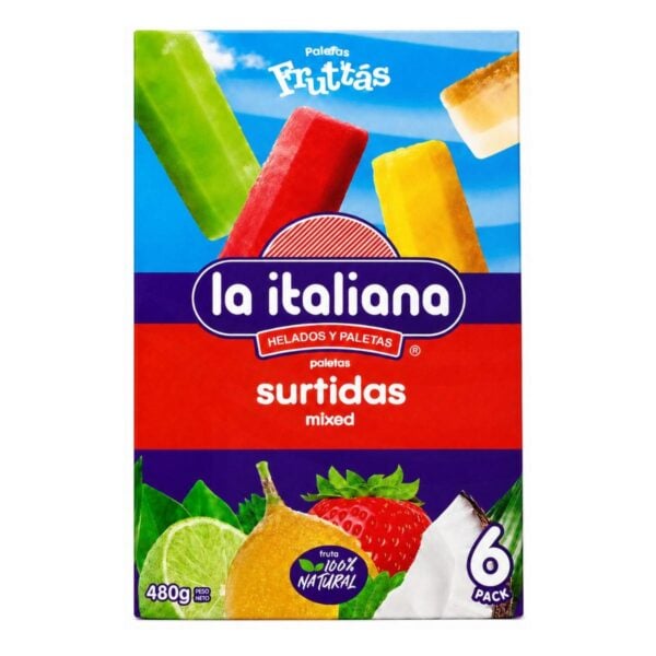 La Italiana Helati Paletas de Frutas Surtidas 480 gr, 6 Paletas