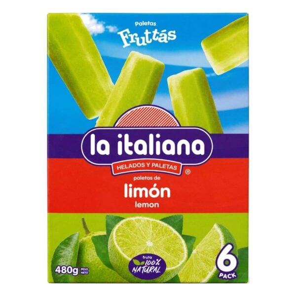 La Italiana Fruttás Paletas de Limón 480 gr, 6 Paletas
