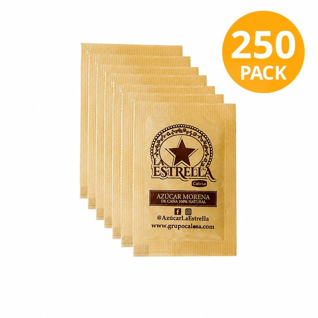 7451082100554 Azúcar Morena La Estrella en Sachets, 4 gr (Pack de 250) - Imagen 1