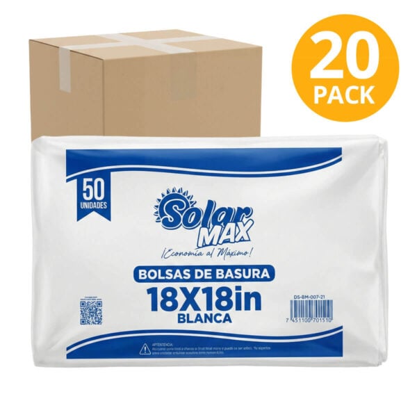 Bolsas de Basura Chicas Blancas, Solar Max 18x18in (Pack de 500)