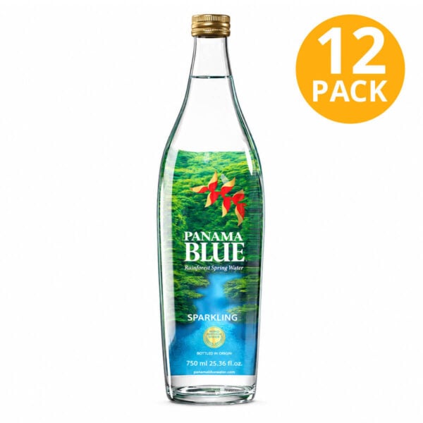 Agua Panama Blue, Sparkling Water, 750 ml (Pack de 12)