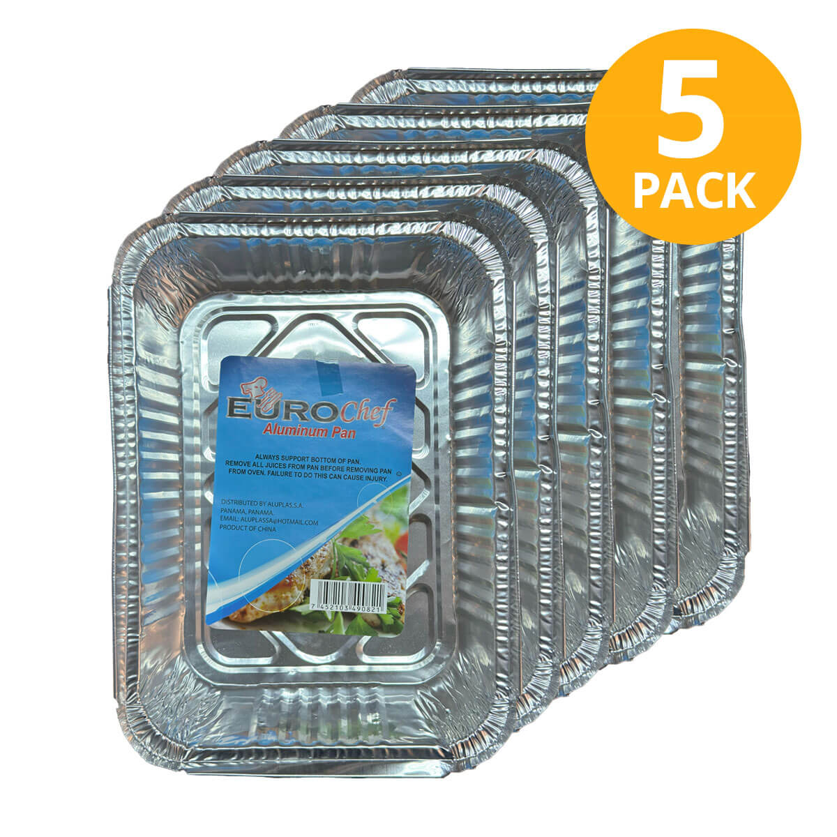 7452103490821 Bandejas de Aluminio Pequeñas, Eurochef (Pack de 5) - Imagen 1