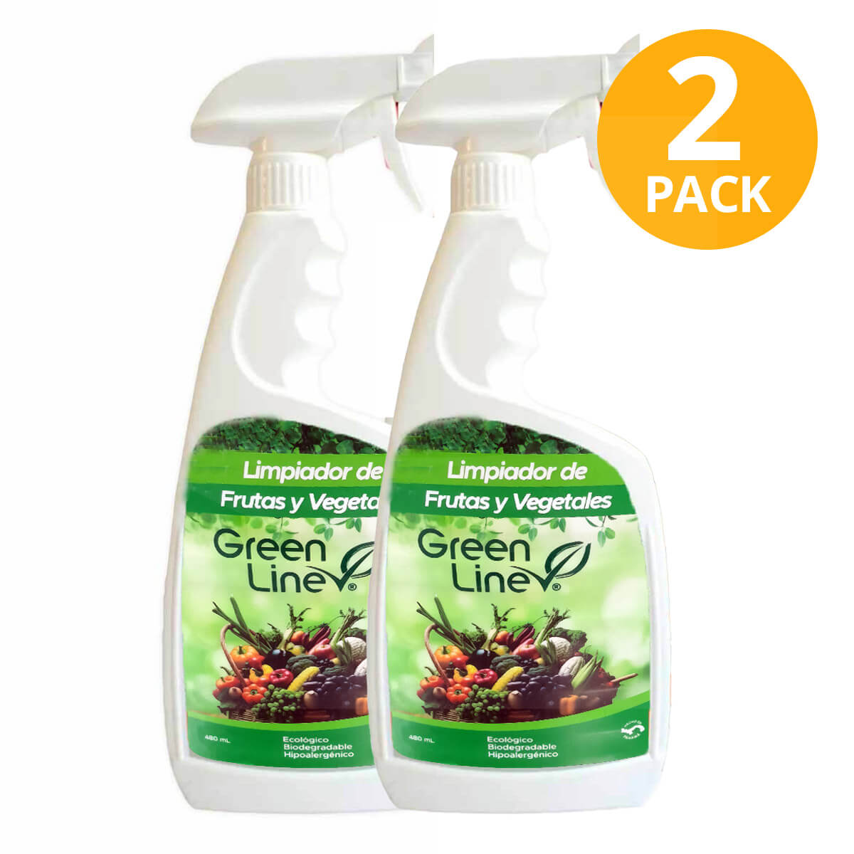 7452104930265 Green Line, Limpiador de Frutas y Vegetales, 480 ml (Pack de 2) - Imagen 1