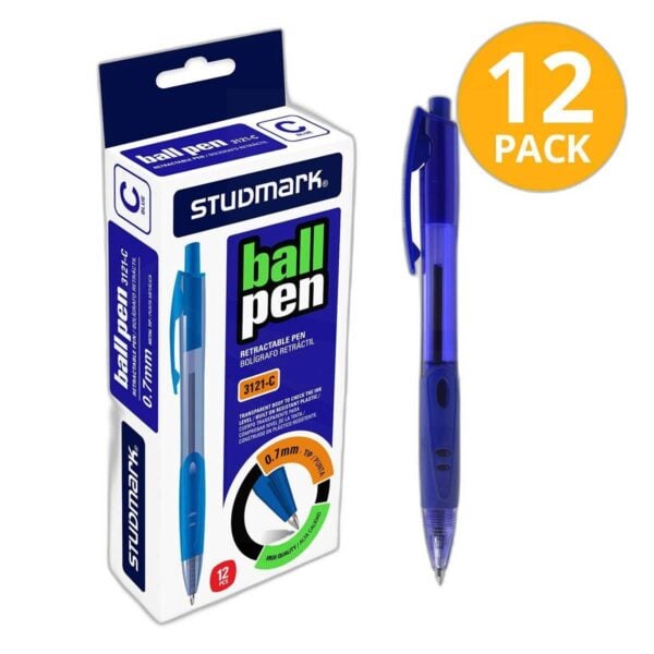 Bolígrafo Retráctil Azul Studmark (Pack de 12)