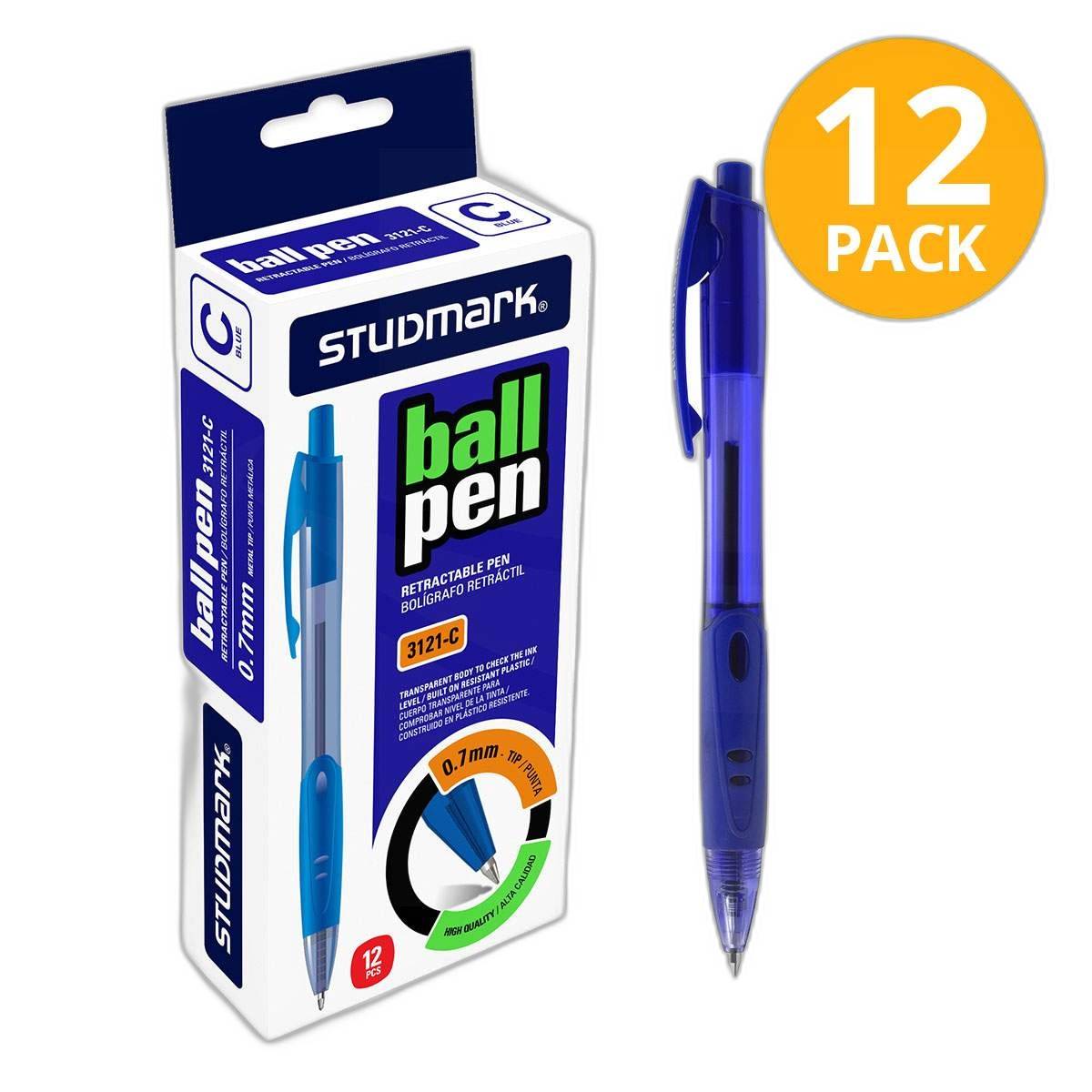 Bolígrafo Retráctil Azul Studmark (Pack de 12) 1 Bolígrafo Retráctil Azul Studmark (Pack de 12)