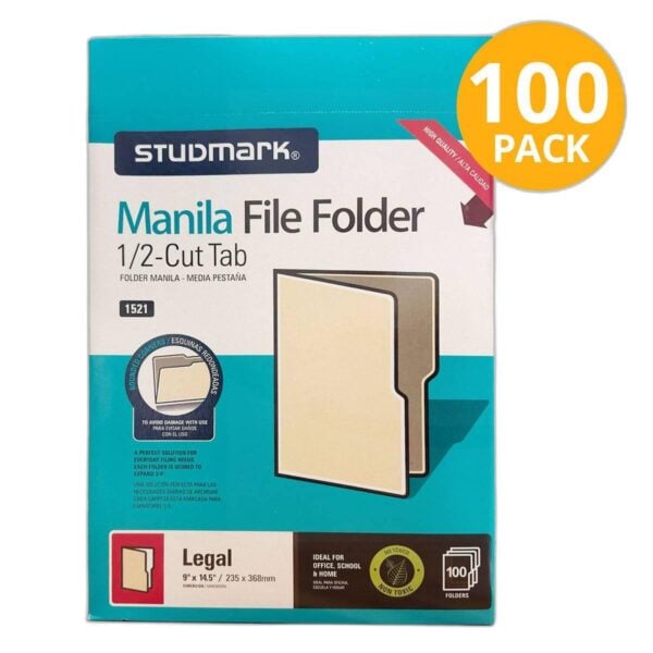 Folder Tamaño Legal 8.5" x 14" Studmark (Pack de 100)