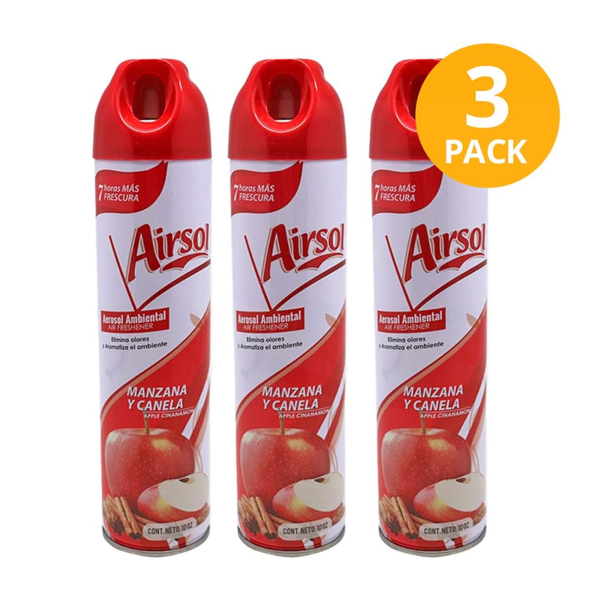 Aerosol Ambiental Manzana y Canela, Airsol 10 OZ (Pack de 3) 1 Aerosol Ambiental Manzana y Canela, Airsol 10 OZ (Pack de 3)