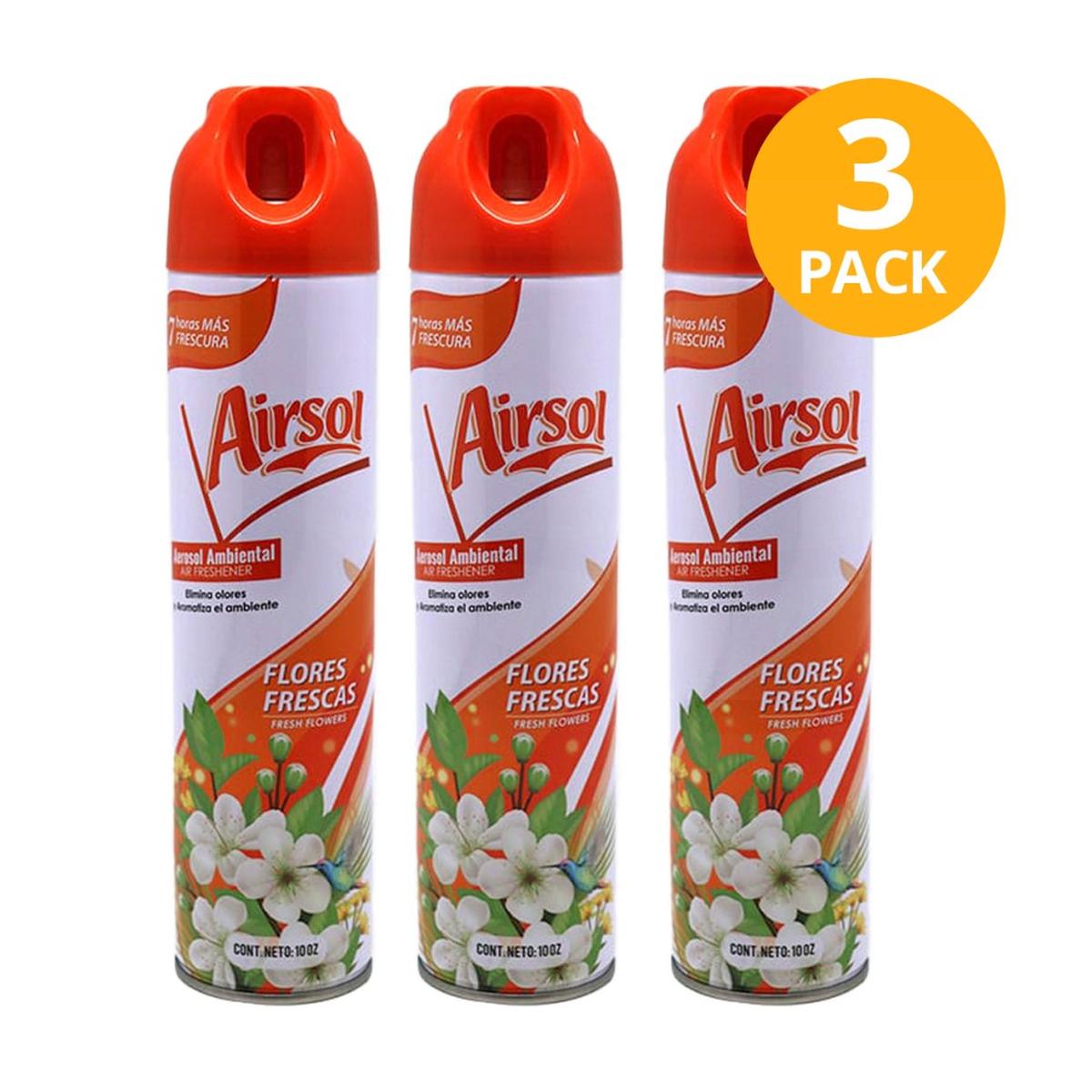 Aerosol Ambiental Flores Frescas, Airsol 10 OZ (Pack de 3) 1 Aerosol Ambiental Flores Frescas, Airsol 10 OZ (Pack de 3)