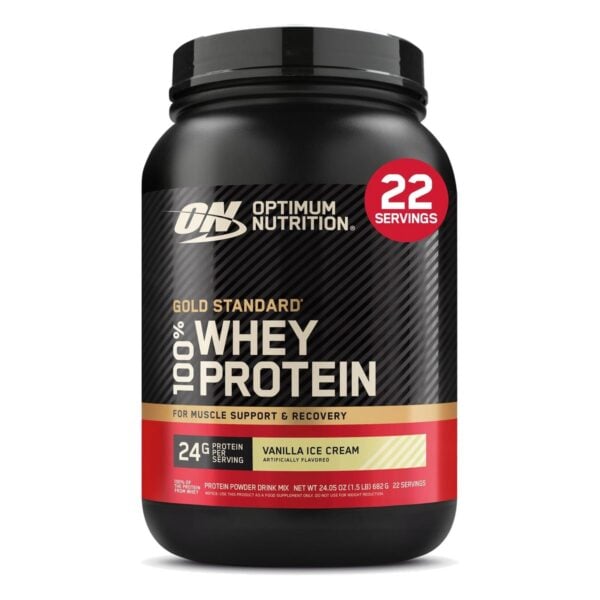 Optimum Nutrition Gold Standard 100% Whey Protein, Vanilla Ice Cream, 1.5 lb