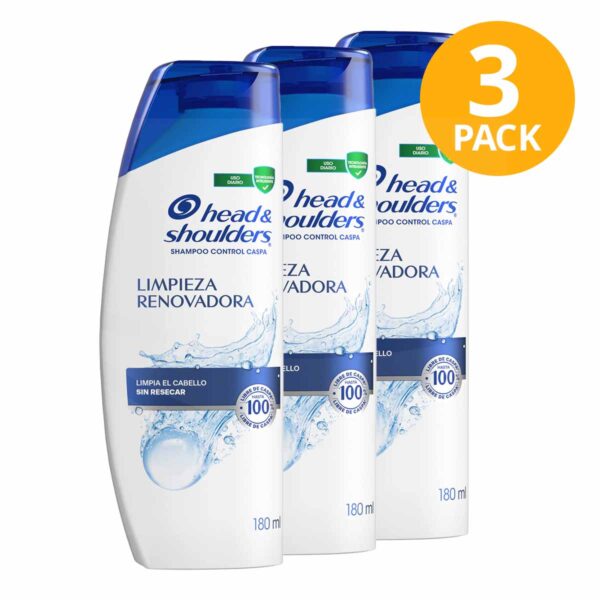 Head & Shoulders Shampoo Limpieza Renovadora, 180 ml (Pack de 3)