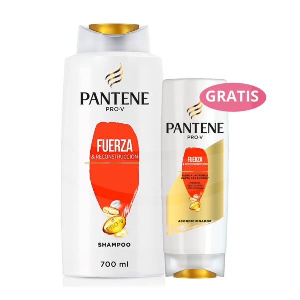 Pantene Pro-V Shampoo Fuerza & Reconstrucción, 700 ml + Acondicionador 200 ml (GRATIS)