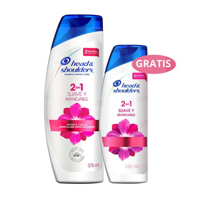 Head & Shoulders Shampoo 2 en 1 Suave y Manejable, 375 ml + Shampoo 180