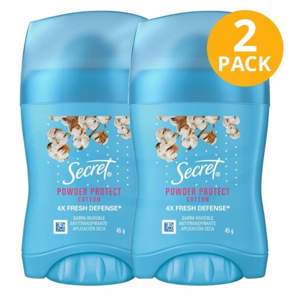 Secret Powder Protect Cotton Gel Invisible, Desodorante 45 gr (Pack de 2)