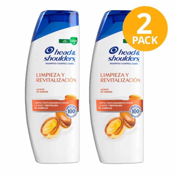 Shampoo Head & Shoulders Limpieza y Revitalización, 375 ml (Pack de 2)