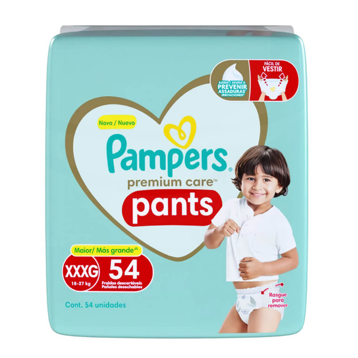 7500435246644 Pampers Pants Premium Care, Talla XXXG, 54 Pañales - Imagen 1