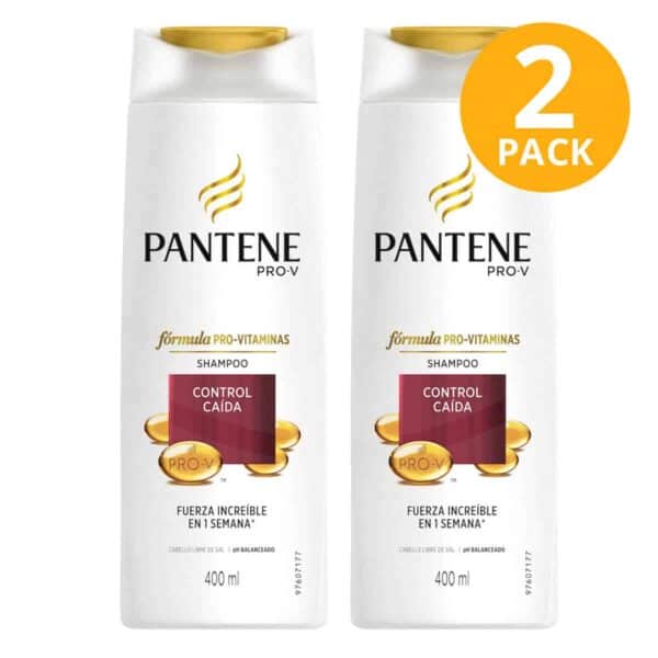 Pantene Pro-V Shampoo Control Caída, 400 ml (Pack de 2)