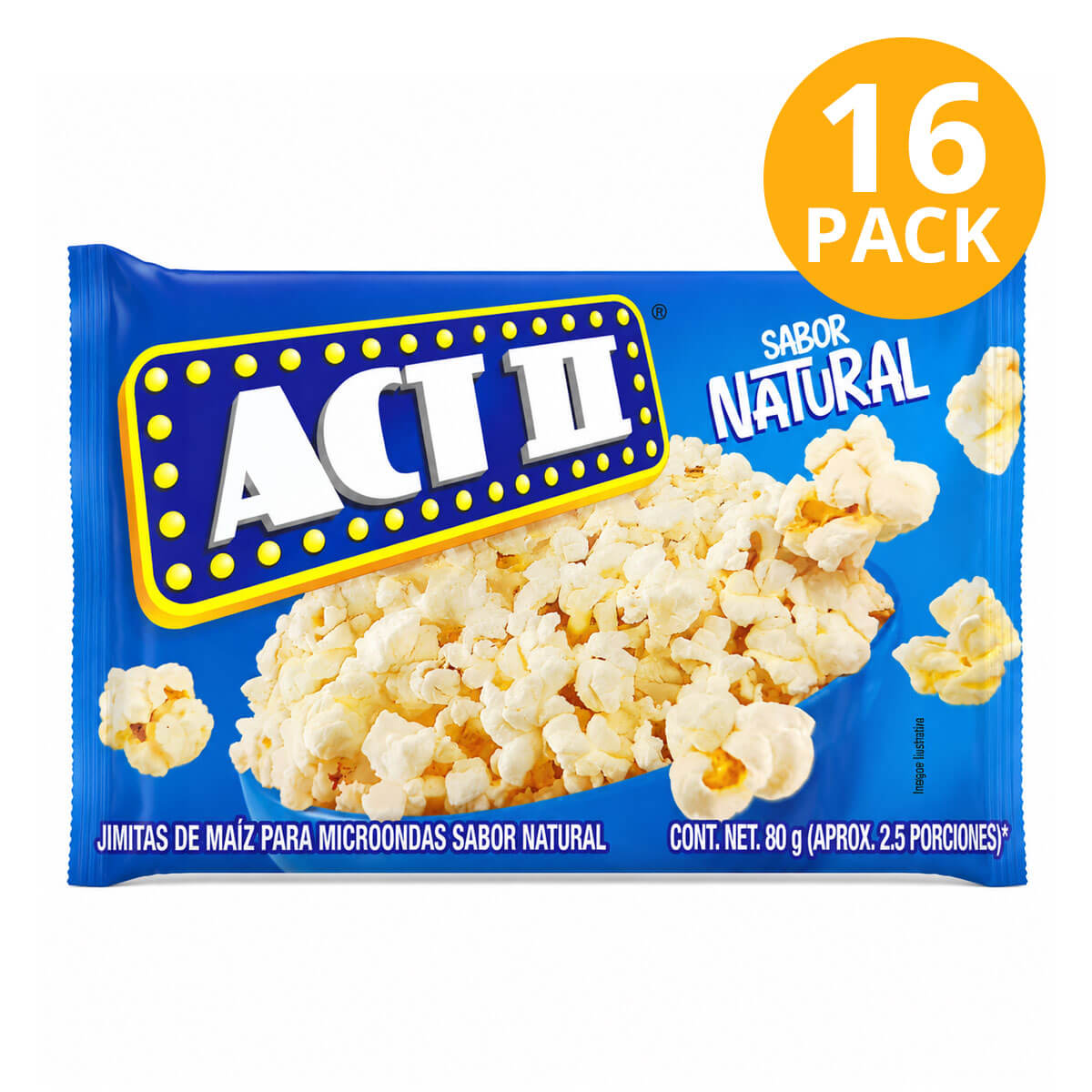 7501006559002 Act II, Popcorn de Maíz, Sabor Natural (Pack de 16) - Imagen 1