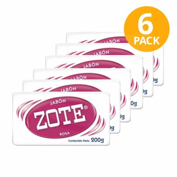 Jabón ZOTE, Rosa 200 gr (Pack de 6)