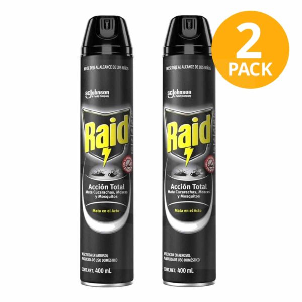 Raid Acción Total, Spray Insecticida 400 ml (Pack de 2)