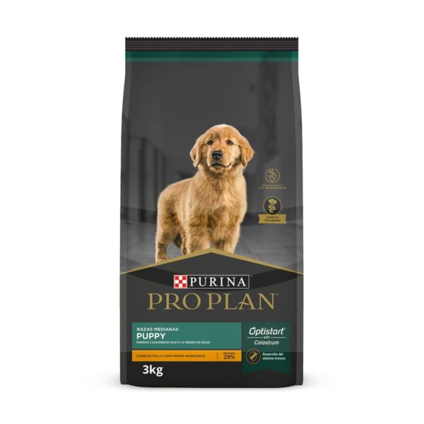 Purina Pro Plan Puppy, Razas Medianas, Optistart, Pollo, 3 kg
