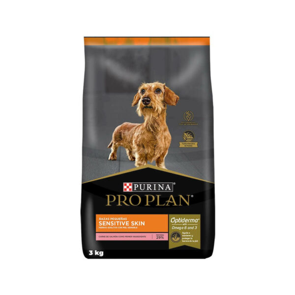 Purina Pro Plan Sensitive Skin, Adult, Razas Pequeñas, Optiderma, Salmón, 3 kg