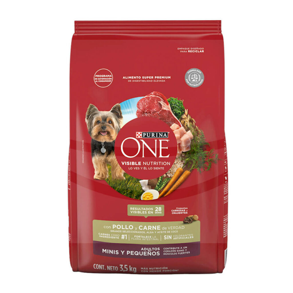 Purina ONE Visible Nutrition Pollo y Carne, Adultos Minis y Pequeños, 3