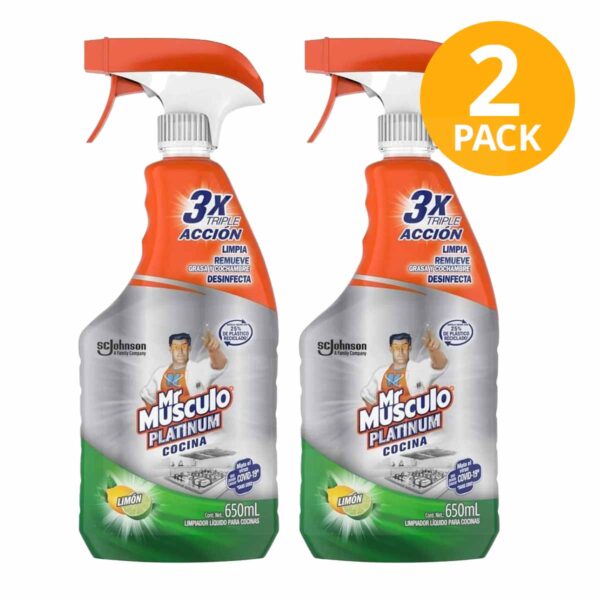 Mr Músculo Cocina Platinum, Limón, Limpiador Líquido, 650 ml (Pack de 2)