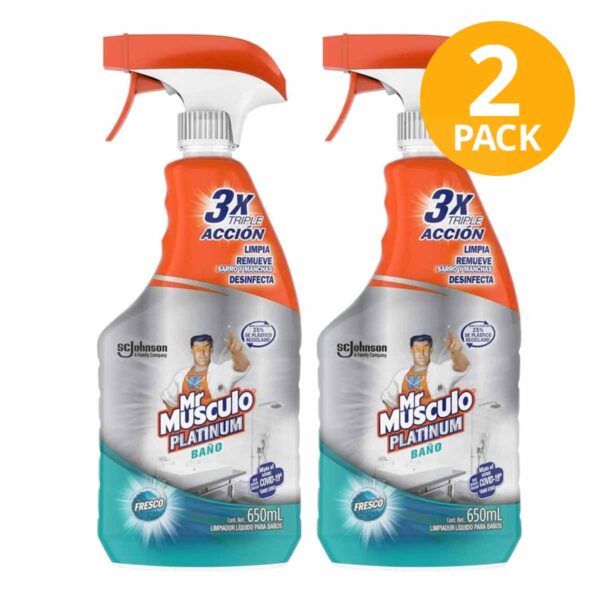 Mr Músculo Baño Platinum, Fresco, Limpiador Líquido, 650 ml (Pack de 2)