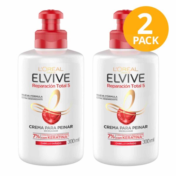 Elvive Reparación Total 5, Crema para Peinar, 300 ml (Pack de 2)