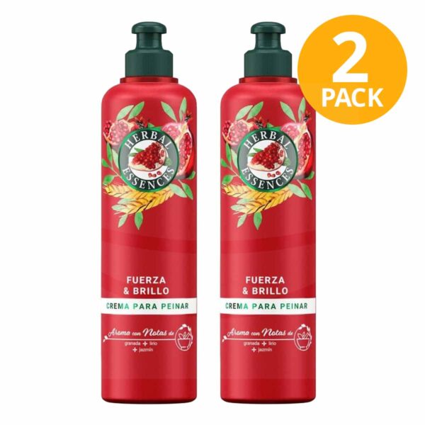 Crema para Peinar Herbal Essences Fuerza y Brillo, 300 ml (Pack de 2)