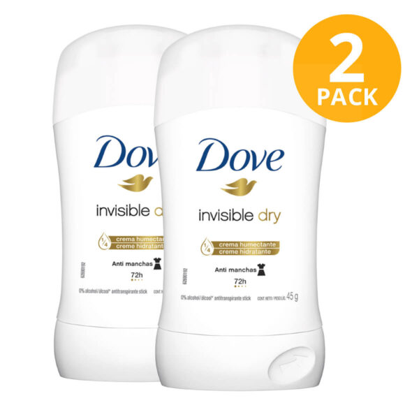 Dove Invisible Desodorante, Dry Antitranspirante Stick, 45 gr (Pack de 2)