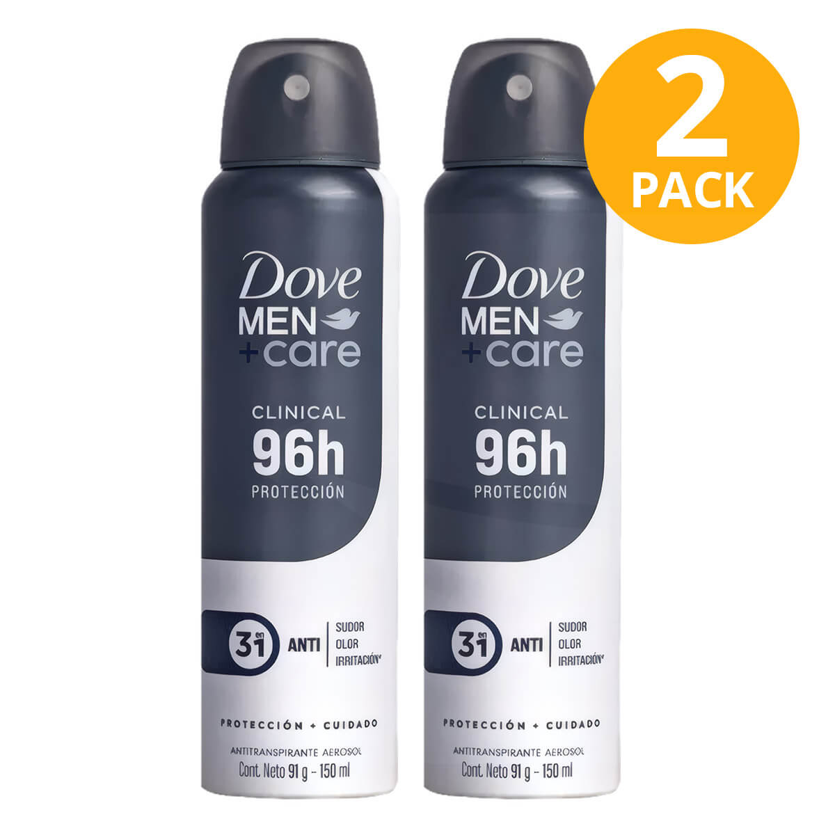 7506306220096 Dove Desodorante Clinical Men+Care Antitranspirante, 150 ml (Pack de 2) - Imagen 1