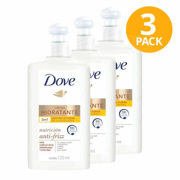 Dove, Crema Hidratante Anti-Frizz, 120 ml (Pack de 3)