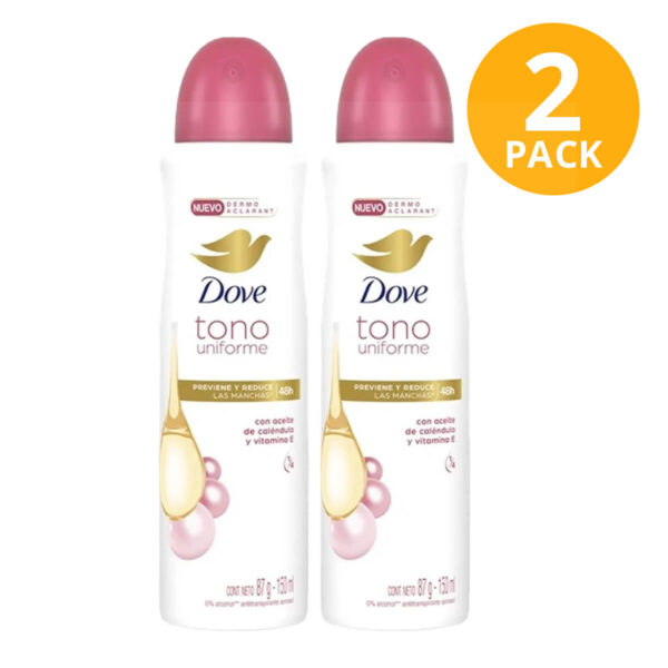 Dove Tono Uniforme, Desodorante Spray Caléndula, 150 ml (Pack de 2)