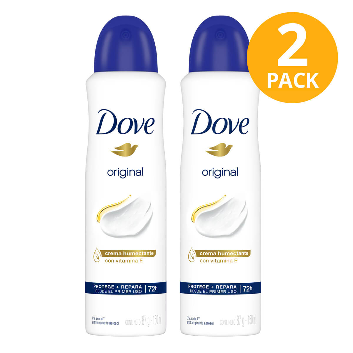 7506306241183 Dove Desodorante Antitranspirante en Aerosol Original, 150 ml (Pack de 2) - Imagen 1