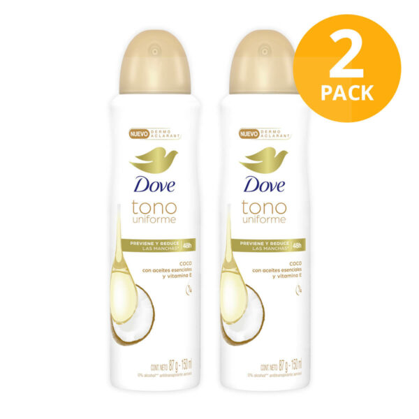 Dove Tono Uniforme, Desodorante Aerosol, 150 ml (Pack de 2)