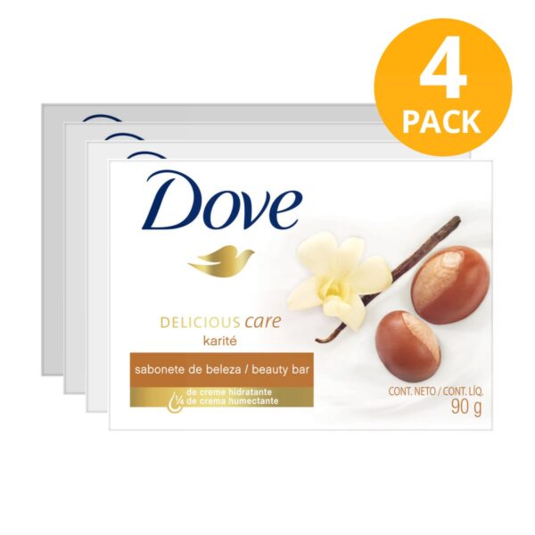 Dove Pampering Karité y Vainilla, Jabón en Barra, 90 gr (Pack de 4)