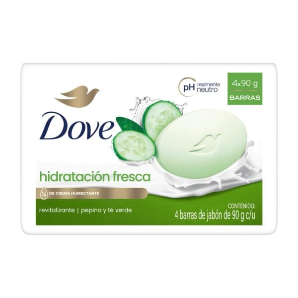 Dove Hidratación Fresca, 4 Jabones en Barra, 90 gr