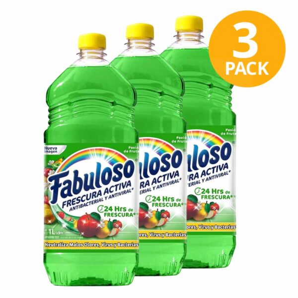 Fabuloso Ultra Frescura Pasión Frutas, Desinfectante, 1 L (Pack de 3)