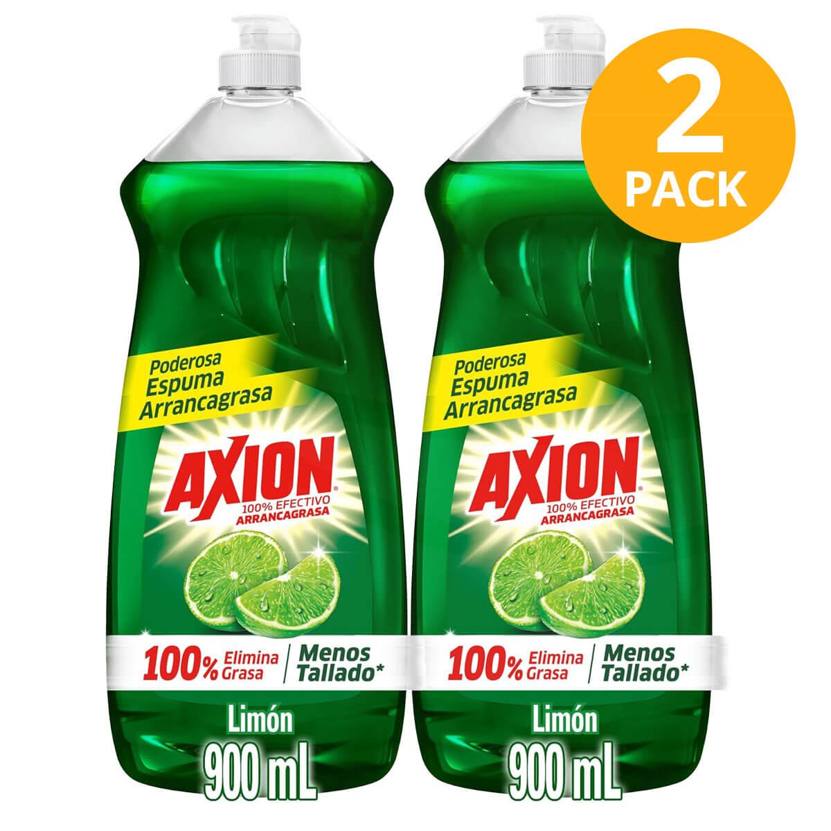 7509546052977C Axion Limón, Jabón Líquido para Platos, 900 ml (Pack de 2) - Imagen 1