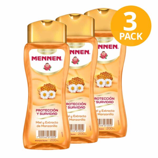 Mennen Shampoo, Miel y Extracto de Manzanilla, 200 ml (Pack de 3)