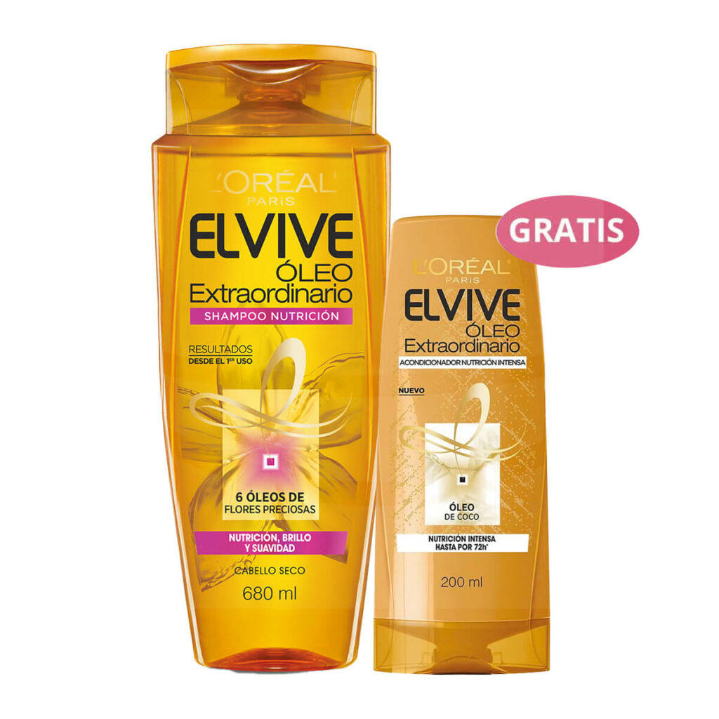 Shampoo Elvive Oleo Extraordinario, 680 ml + Acondicionador Elvive Oleo Extraordinario, 200 ml