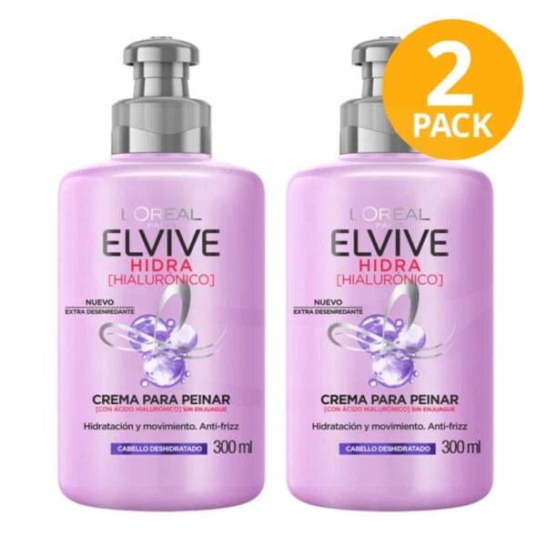 Elvive Hidra Hialurónico, Crema para Peinar, 300 ml (Pack de 2)