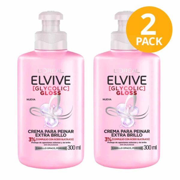 Elvive Glycolic, Crema para Peinar, 300 ml (Pack de 2)