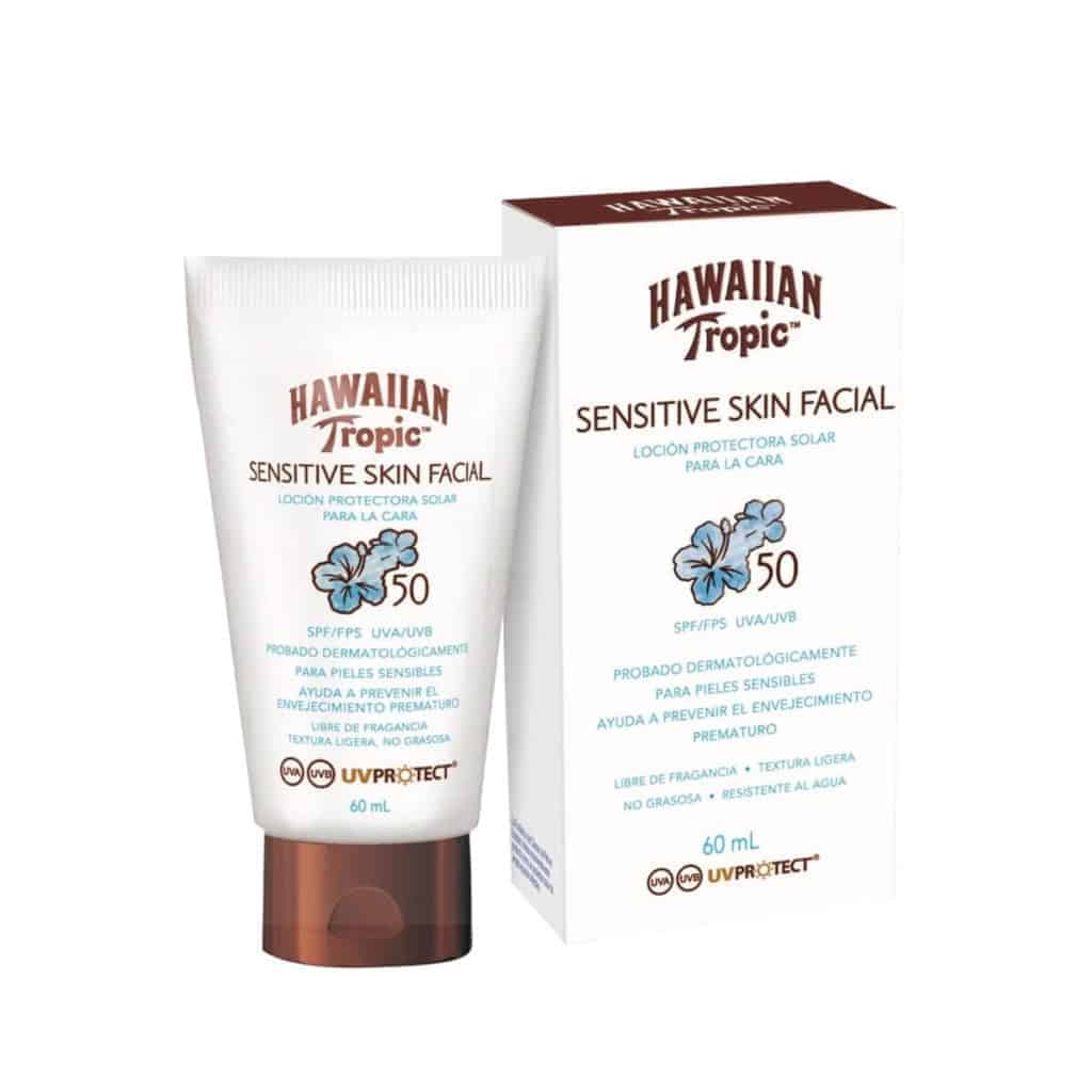 Hawaiian Tropic, Protector Solar Sensitive Skin Facial 50 SPF, 60 ml