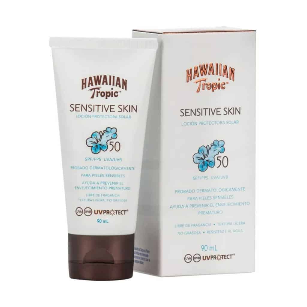 Hawaiian Tropic, Protector Solar Sensitive Skin 50 SPF, 90 ml